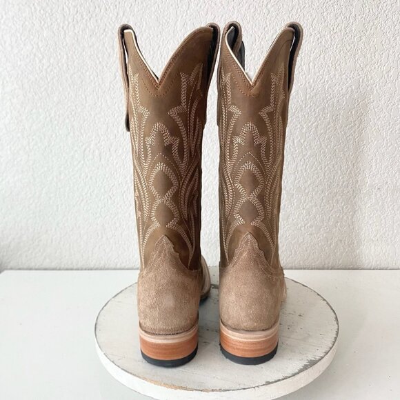 Lane SARATOGA Womens Cowboy Boots 7.5 Latte Suede Western Cowgirl Mid Calf Tall - Picture 3 of 11